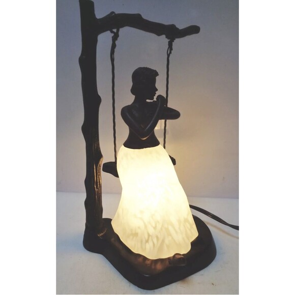 Young Lady On A Swing  Bronze And Glass Table Lamp Terra Cottage TL3390-MB - Picture 2 of 9